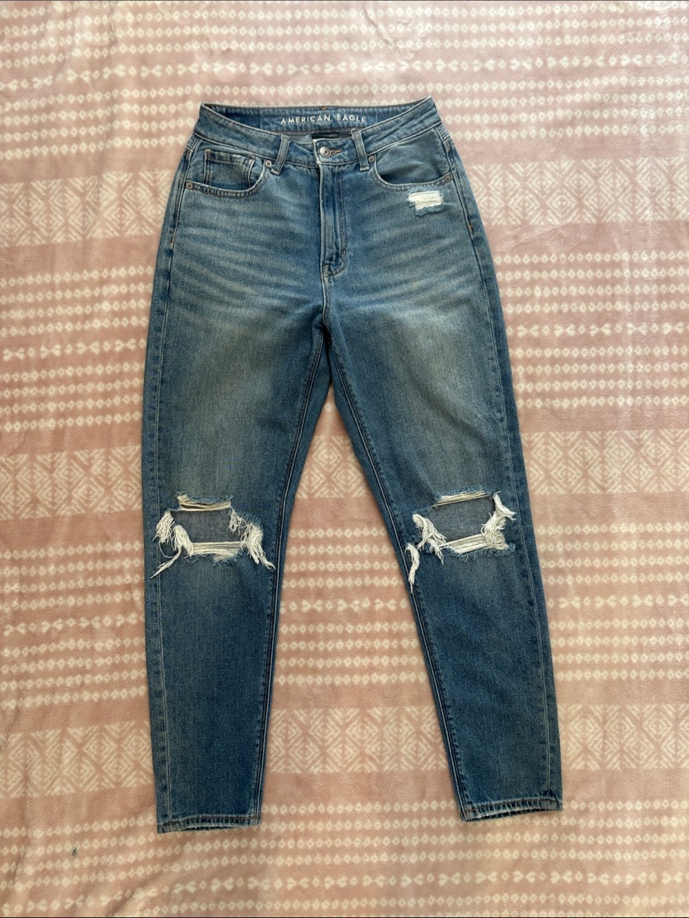 American Eagle Outfitters Distressed Boyfriend Jeans - Blue